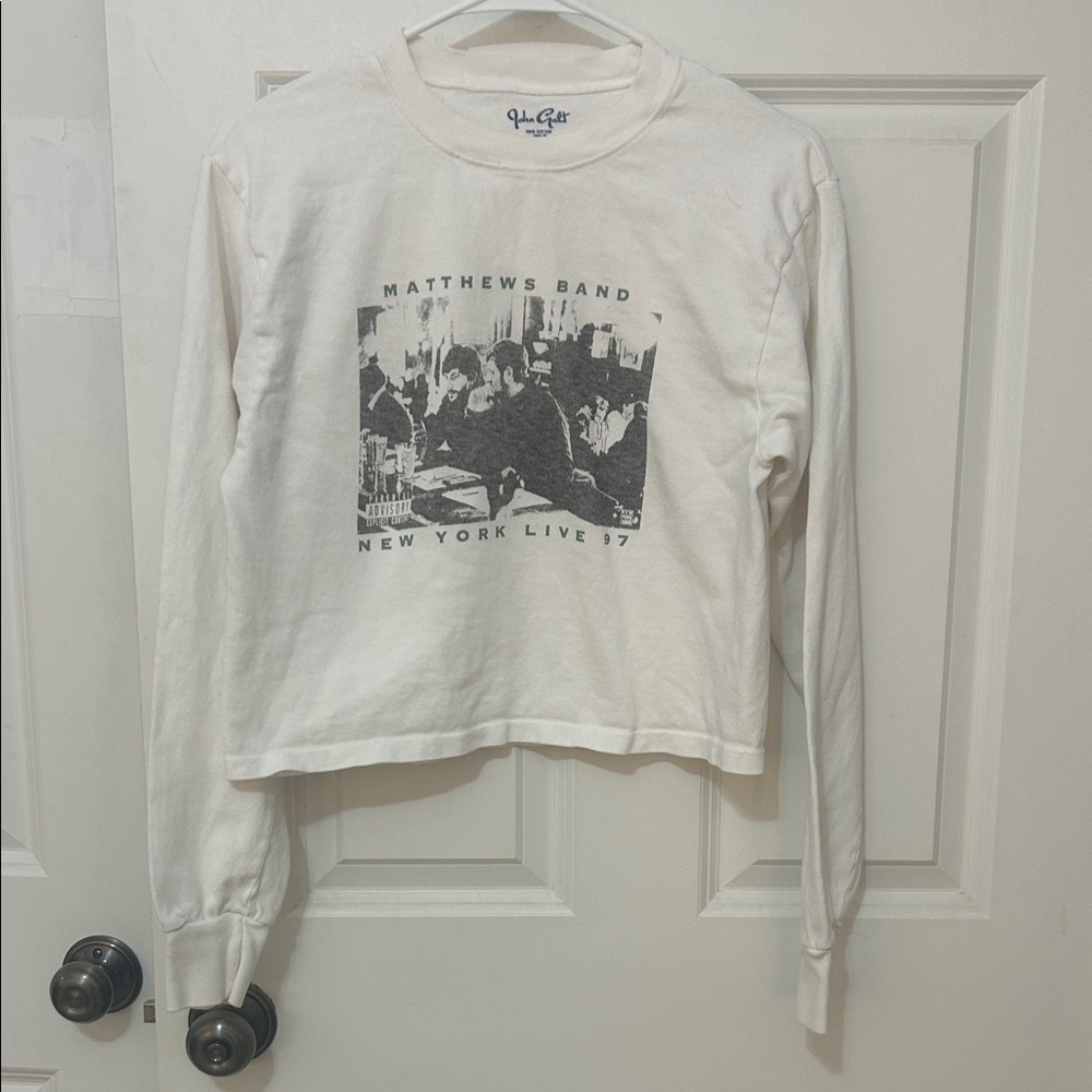 Brandy Melville John Galt Matthews band long sleeve crop T-shirt size small crea